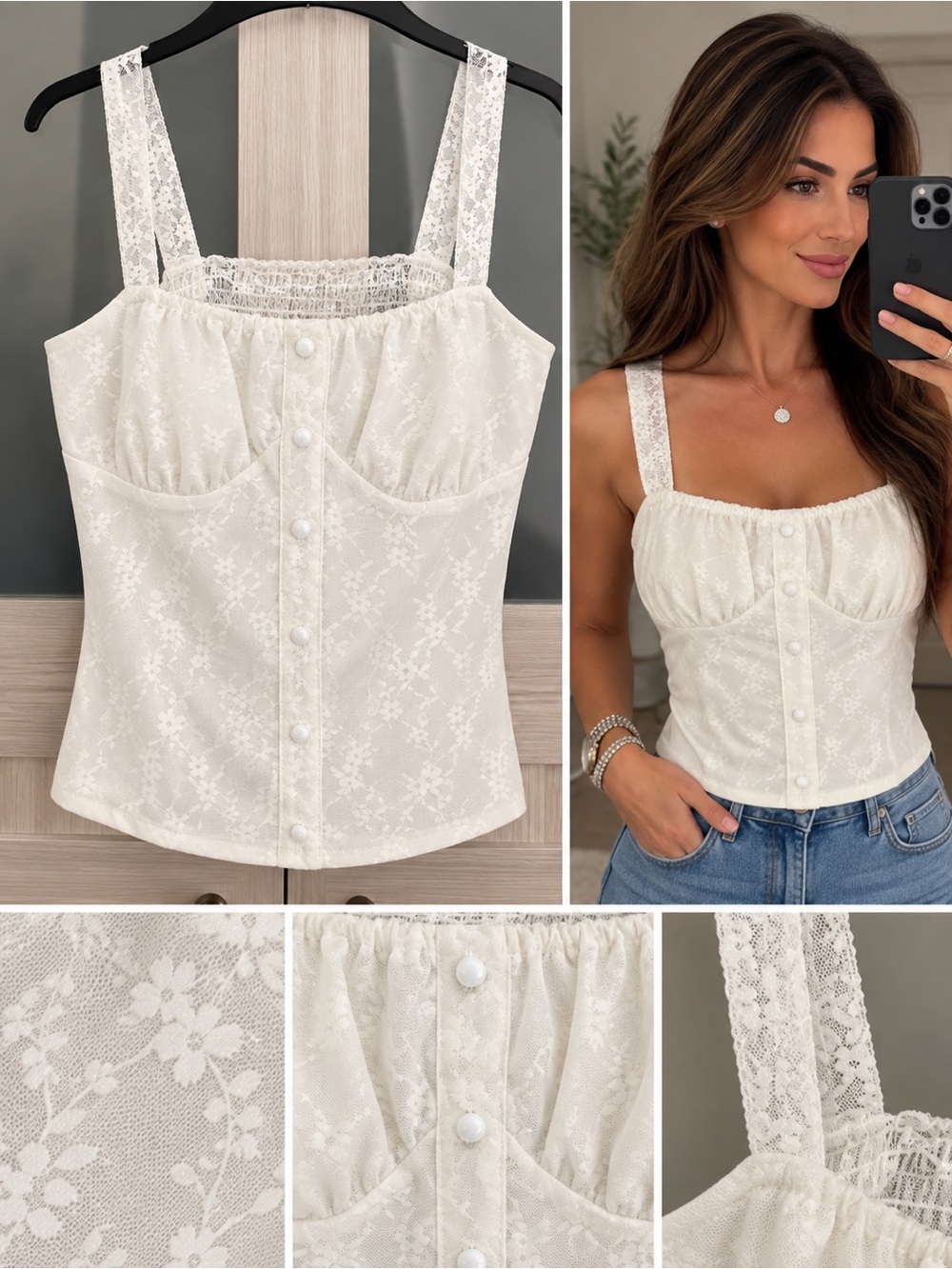 Delicate White Lace Bustier Camisole